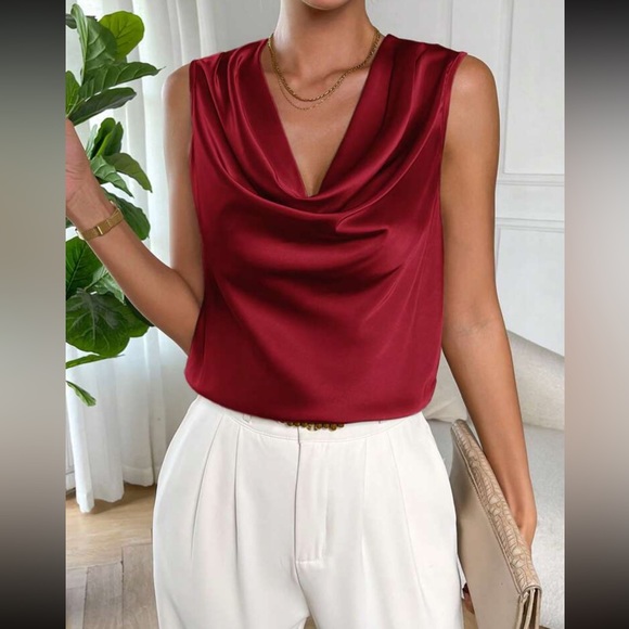Luxe draped front sleeveless blouse - Picture 10 of 16